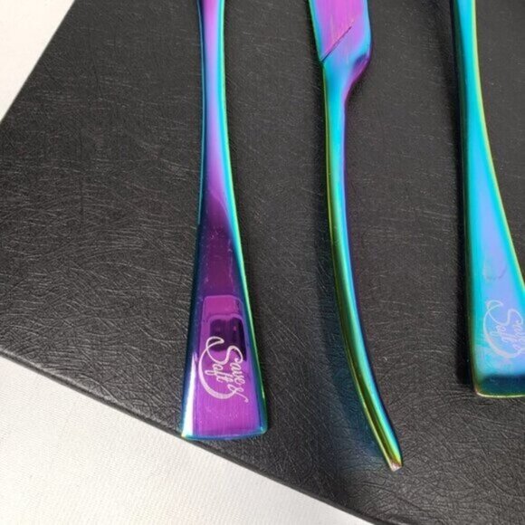 Iridescent Cutlery Four Piece Set in Box New Stainless Steel Rainbow - Picture 12 of 13
